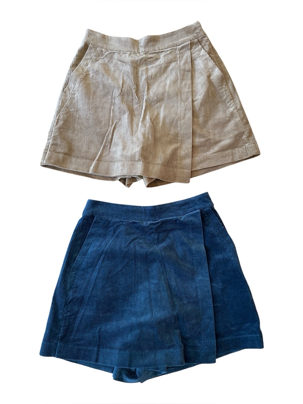 Uniqlo Corduroy Skorts in Beige and Navy - Women Shorts Skorts XS